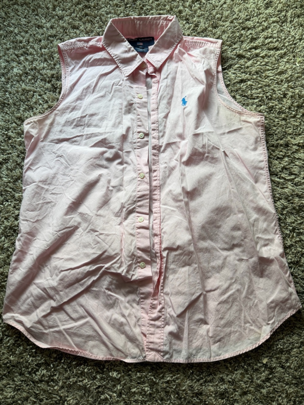 Ralph Lauren Light Pink Sleeveless Button-Up Tank Top